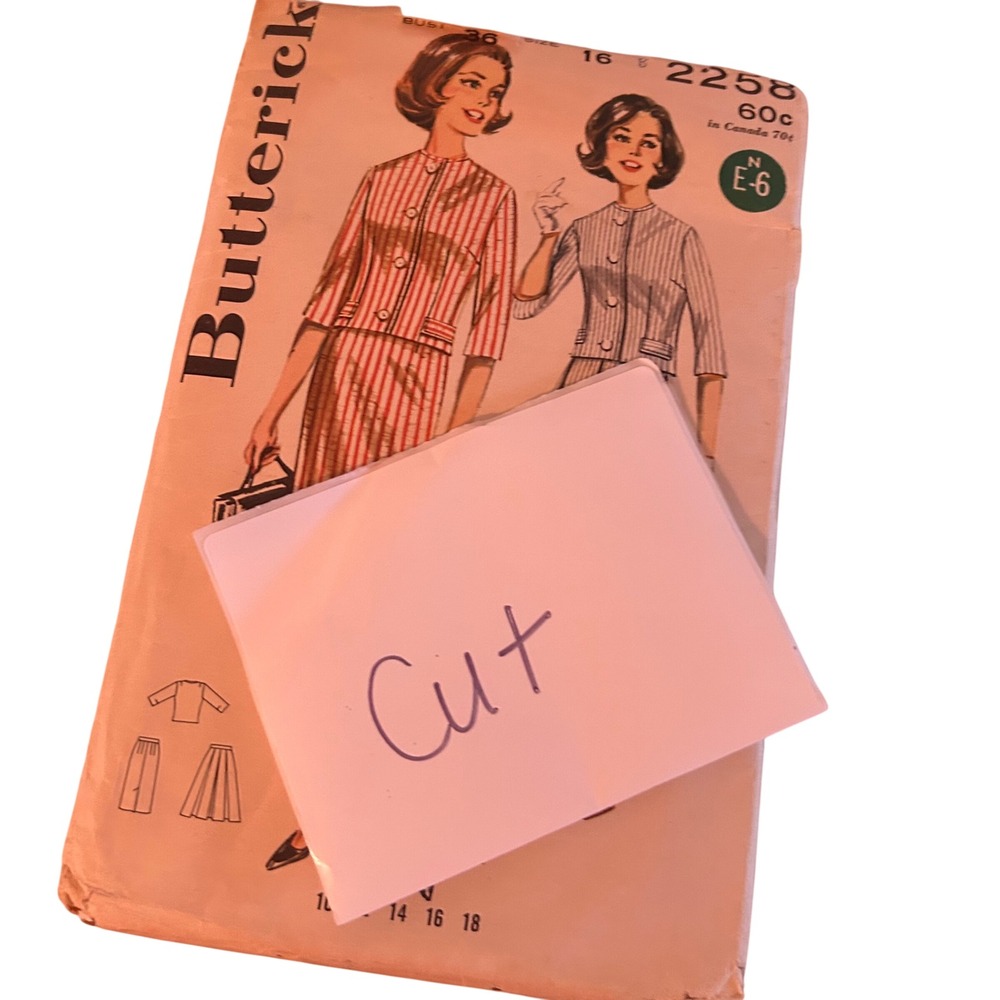 Butterick Sewing Pattern 2258 Misses Size 16 Pink Vintage 1960s Jacket Skirt Set - Picture 3 of 4